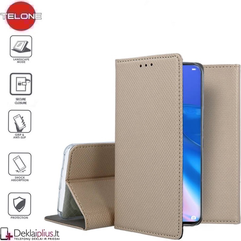 Telone smart magnet atverčiamas dėklas - auksinės spalvos (Huawei P40 Lite 5G) Telone smart magnet atverčiamas dėklas - auksinės spalvos (Huawei P40 Lite 5G)